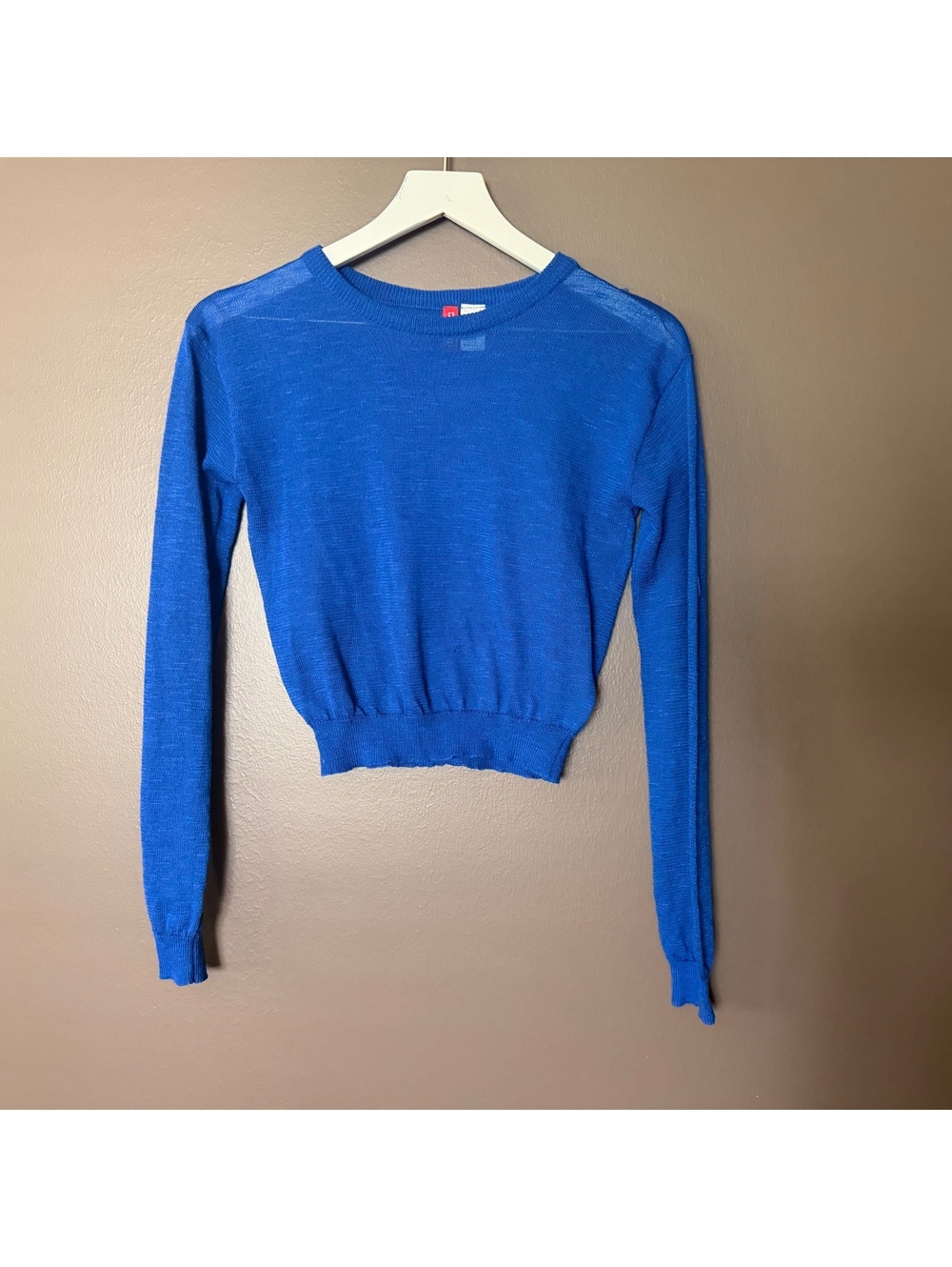 H&M Royal Blue Lightweight Cropped Knit Sweater โข Size XS